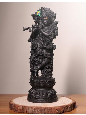 Krishna Idol | Matte Black Finish | Premium Resin Craft